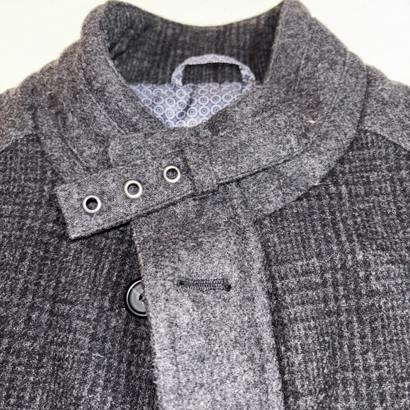 MURANO MEN'S CHARCOAL GRAY WOOL BLEND MILITARY STYLE‎ JACKET Puffer Lining SZL - Picture 3 of 16